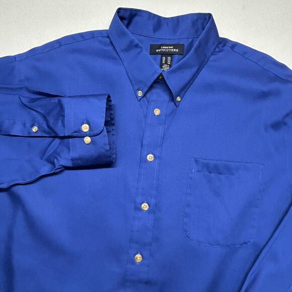 Lands End Outfitters Mens 2XL Button Down Shirt Royal Blue L/S 100% Cotton 2018 - Picture 6 of 12